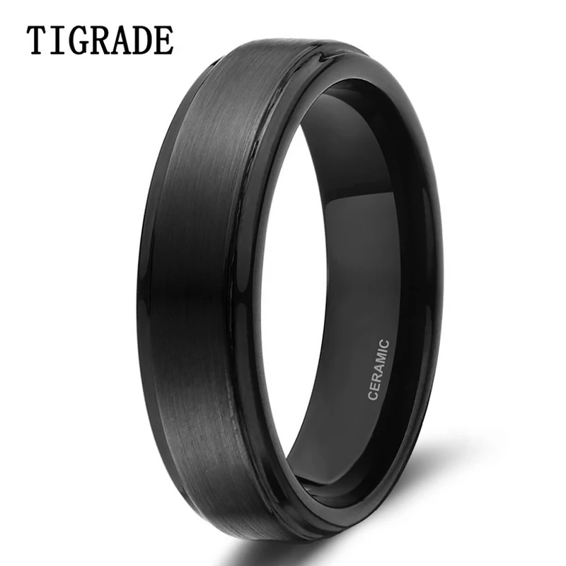 

Tigarde 6mm 8mm Black Ceramic Ring Men Wedding Band Engagement Rings Jewelry Bague Ceramique Male anel masculino Anti-allergy