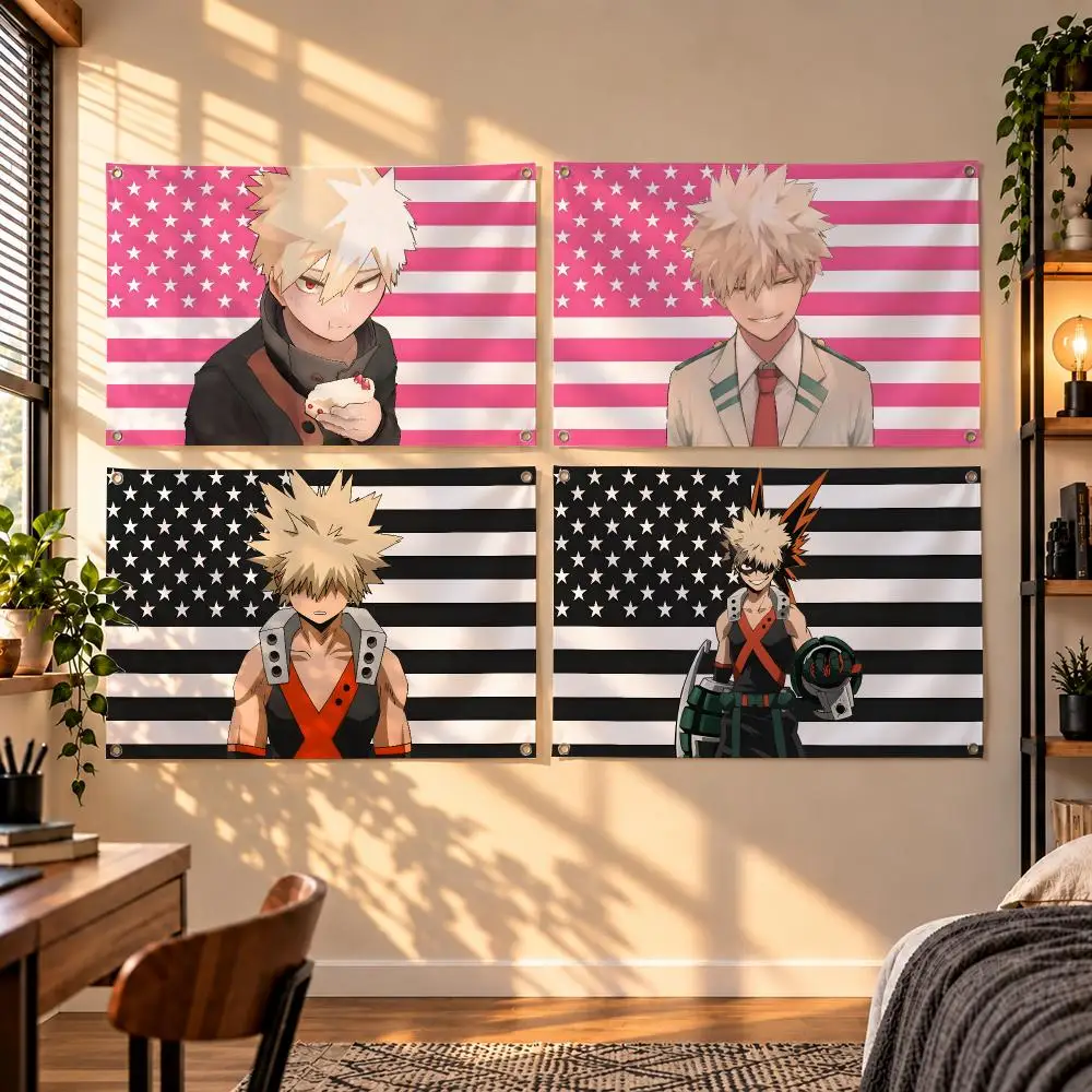 Popular Superhero Anime Character Bakugo Katsuki Flags Indoor Outdoor Wall Hanging Flag Decor Banner Wall Decor