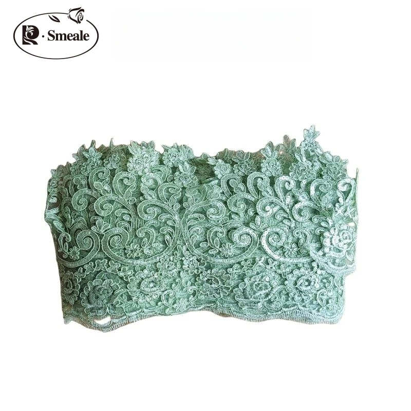 Polyester-Pailletten-Spitzenbesatz, Randlinie, DIY-Hochzeitskleid, Heimdekorationszubehör, 5 Yards/Lot, Breite 19,5 cm – Detail 3
