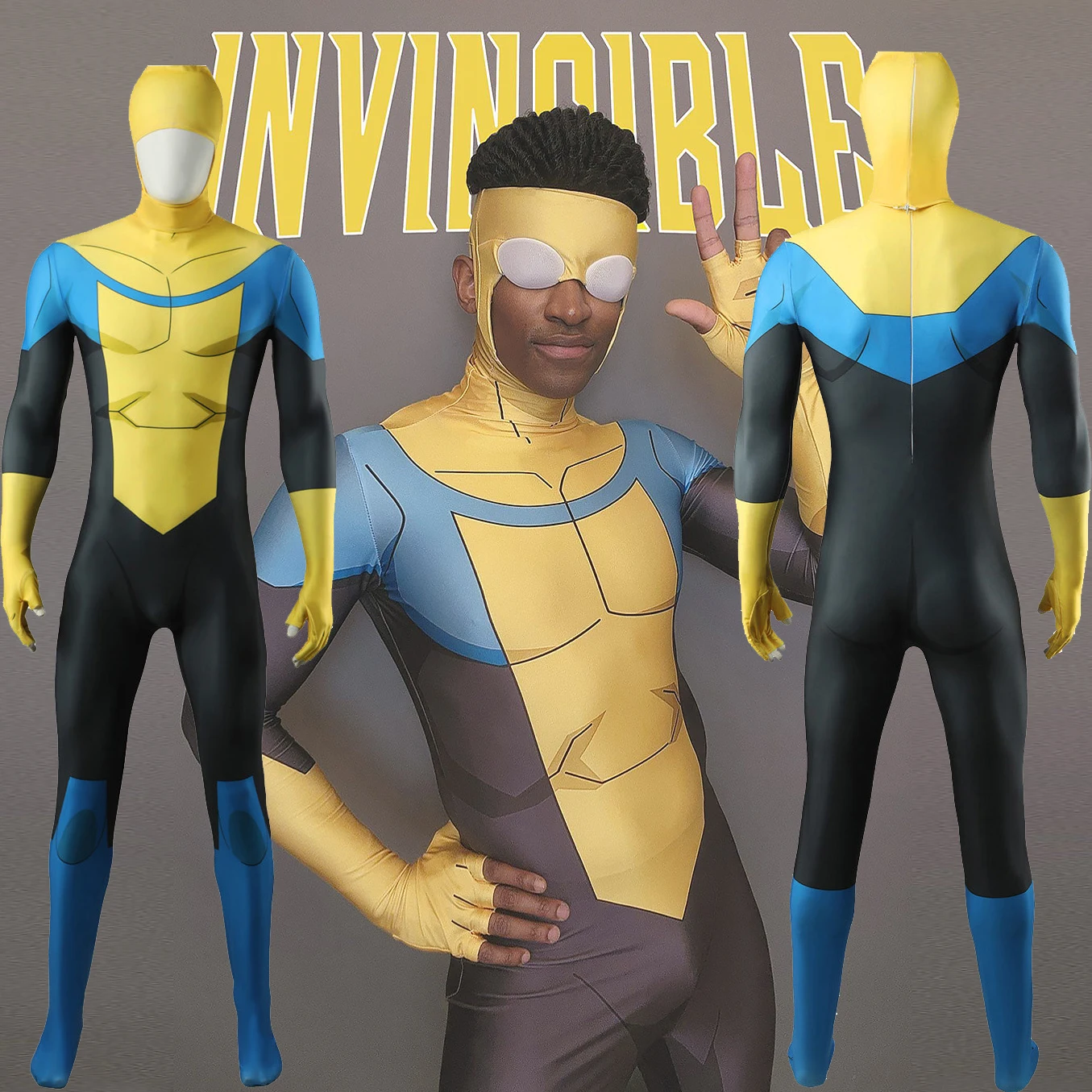 

НОВЫЙ косплей Invincible Season 3, супергерой Invincible Mark Grayson, наряд из спандекса с 3D принтом, костюм на Хэллоуин, боди Zenzai