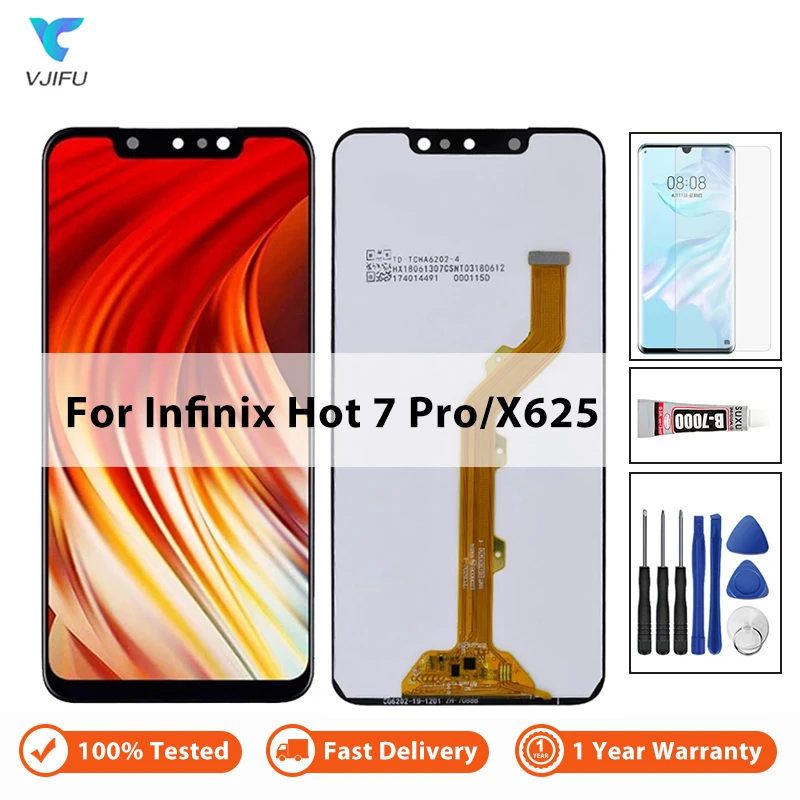 Display Screen For Infinix Hot 7 Pro X625 LCD Touch Screen Digitizer Assembly Replacement with Free Film Glue Screwdrivers