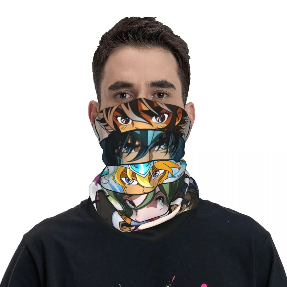 커스텀 레트로 황도십이궁 세인트 세이야 캐릭터 넥워머 남녀 겨울 스키 스카프 게이터 애니메이션 만화 얼굴 가리개