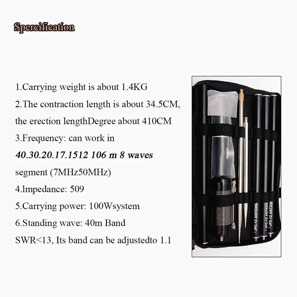 Imagem -02 - Antena Portátil 750mhz Onda Curta 100w com Regulador de Deslize Jpc-12 Onda Curta Antena ao ar Livre Varanda Suporte para X6100 Pac12