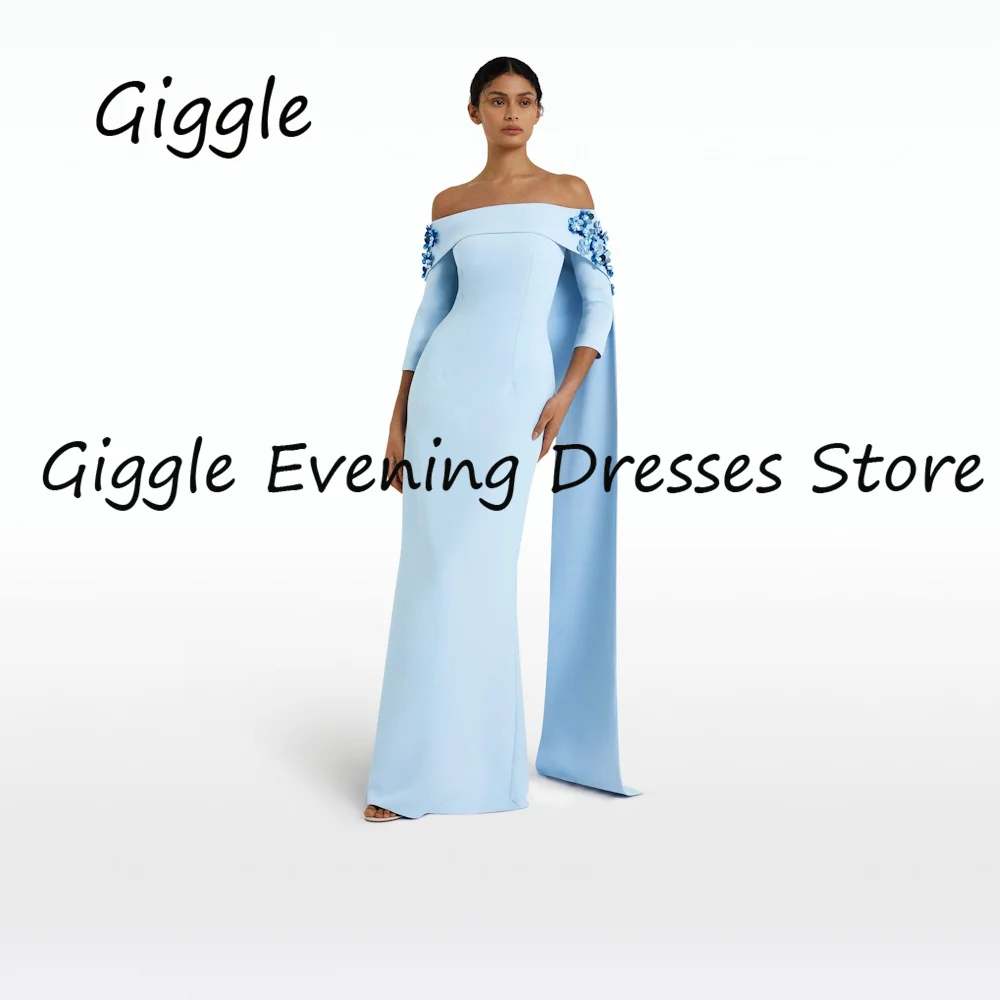 

Giggle Crepe Mermaid Off-the-shoulder Applique Formal Elegant Prom Gown Floor Length luxury Evening Party Dresses for Women 2023