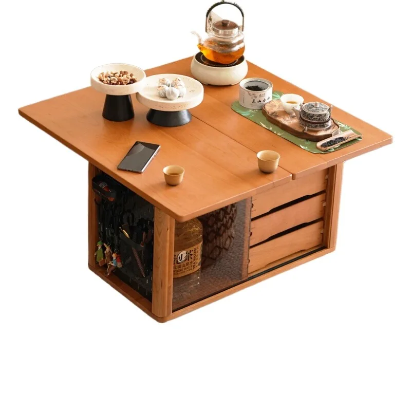 

Solid wood coffee table household living room cherry wood removable folding coffee table sofa edge table