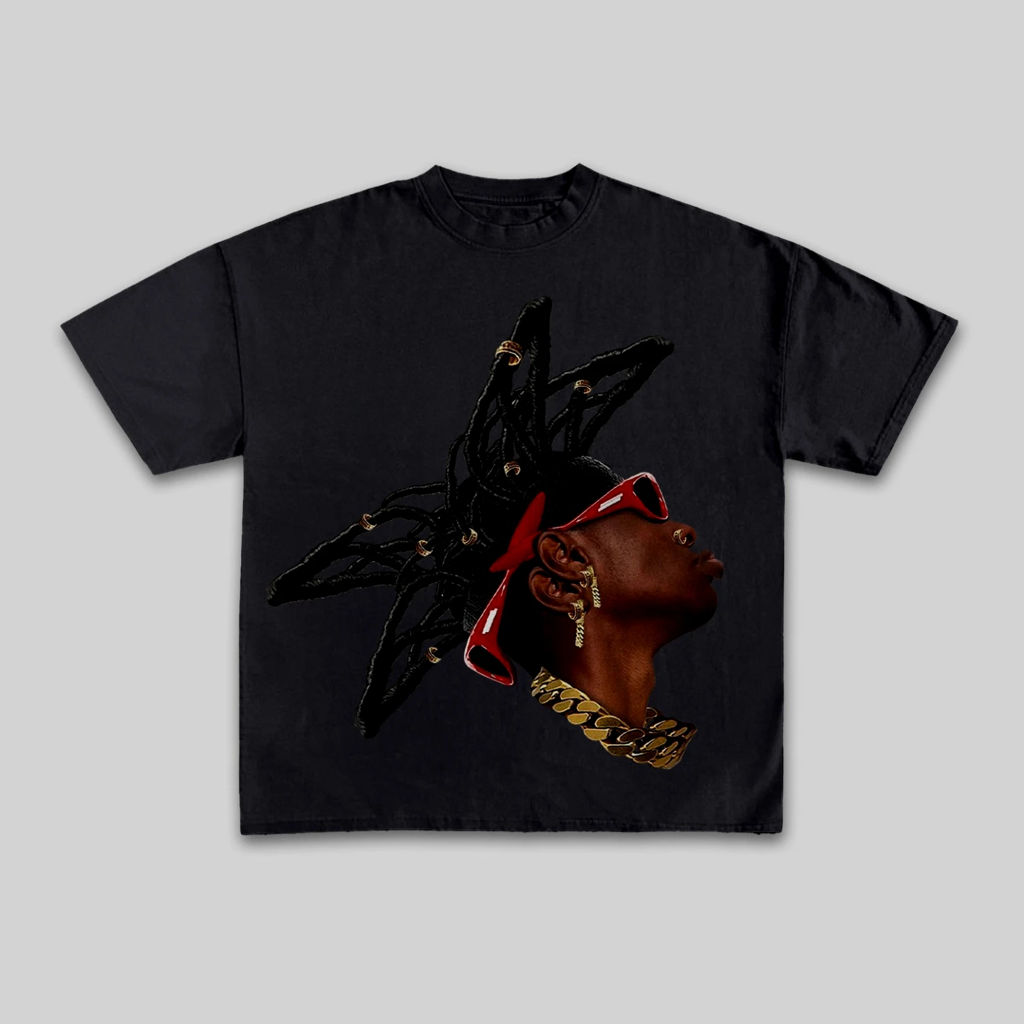 Camiseta informal con estampado de algodón con gráfico de Rap para hombre y mujer, camiseta de manga corta estilo callejero, Top Retro Y2K Harajuku con retrato de calle de Rich Street