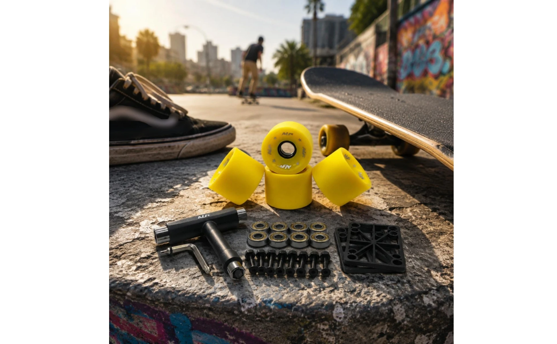 Longboard Wheel Set High Rebound Skateboard Wheels and Bearings Longboard Wheel Kit Shock Absorption Sports Gear Even Rolling