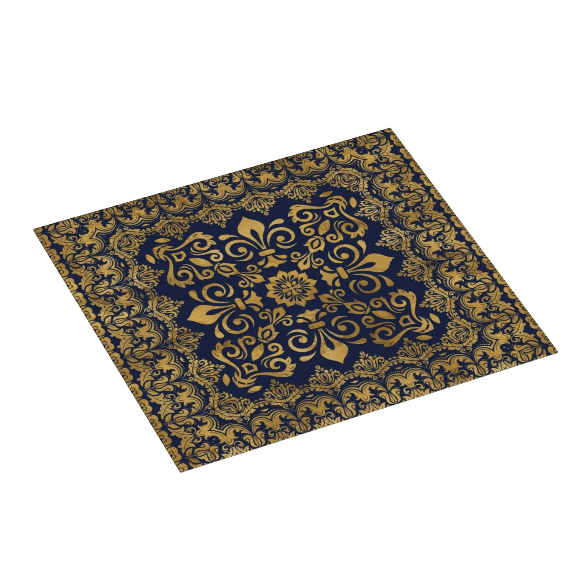 Oriental Damask Fleur De Lis Non‑Slip Waterproof Absorbent Barware Tableware Oil Proof Fleur-De-Lys Lily Flower Mat For Kitchen