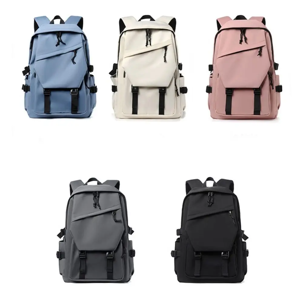 حقيبة ظهر من قماش أكسفورد ذات سعة كبيرة متعددة الجيوب بلون سادة حقيبة مدرسية للطلاب مقاومة للماء حقيبة سفر ترفيهية للكلية #2