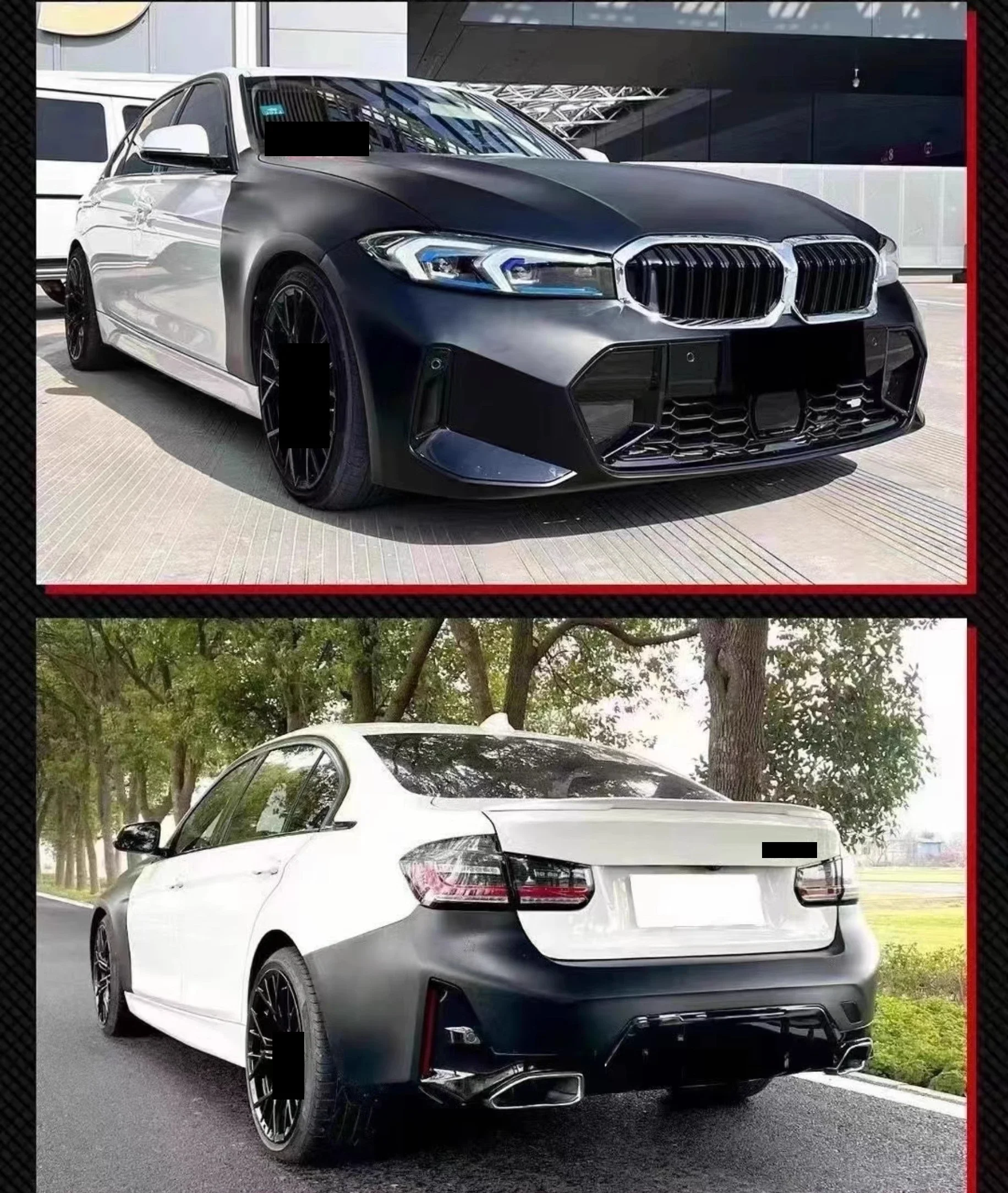 For  3 series F30 F35 modified G20 G28 M3 engine hood headlight taillight fender front rear lip Front Rear Bumper grill mask
