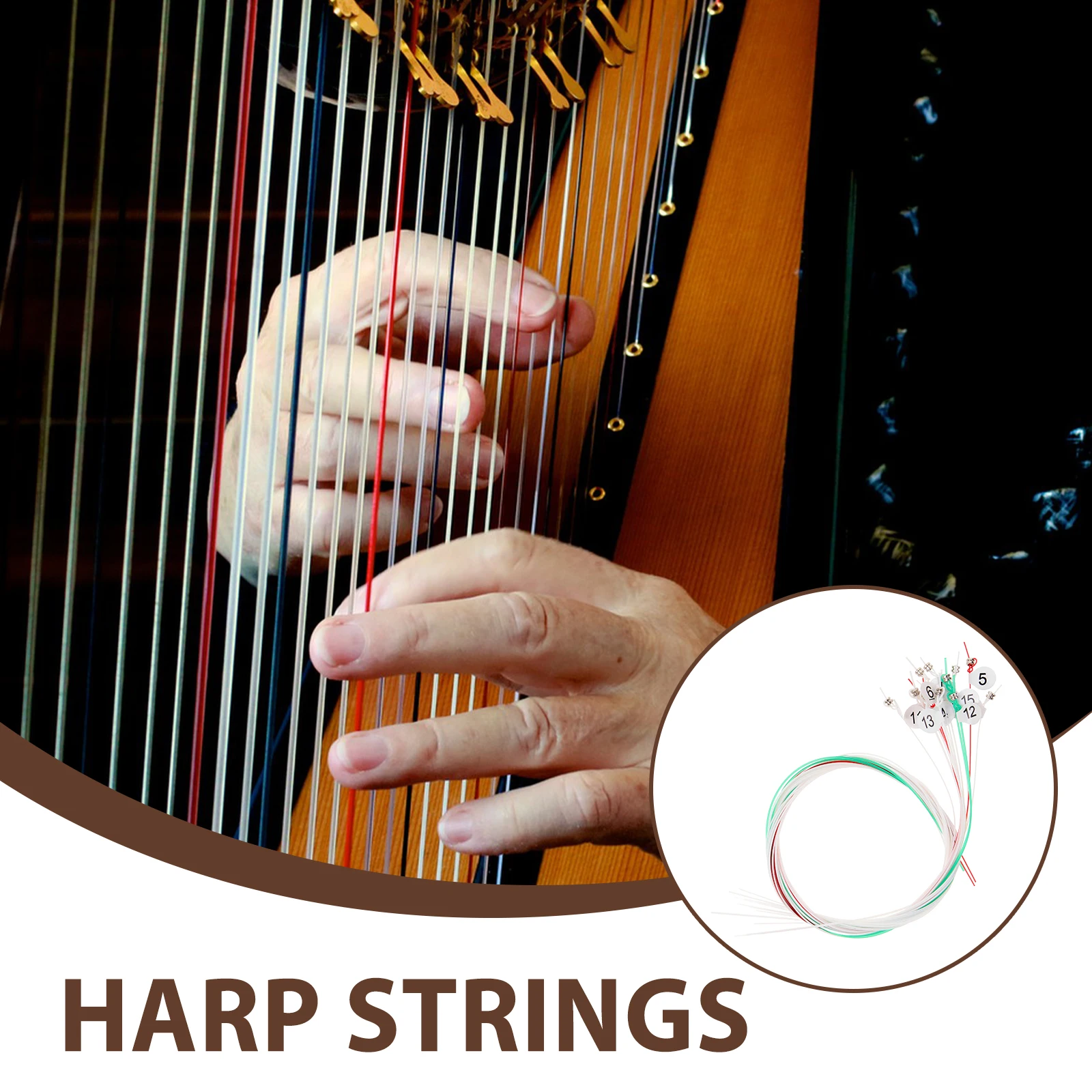 

15 Pcs 15 String Harp Replacement Strings Resonant Lyre Strings Kit Adjustable Classical Harp Accessories For Musicians