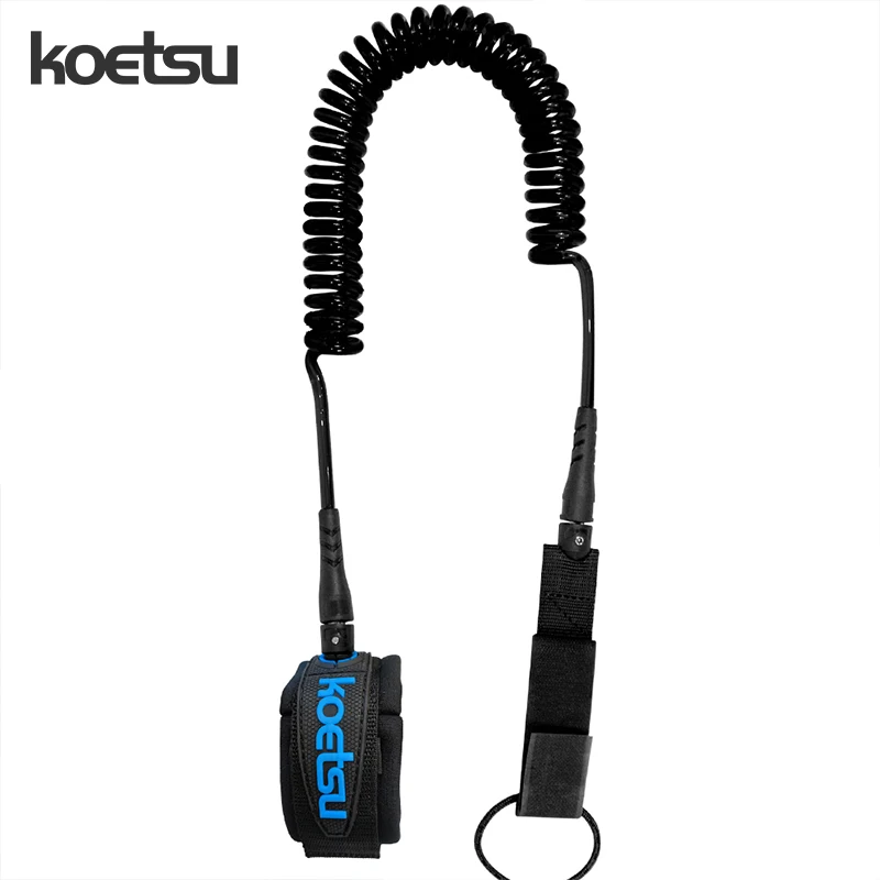 KOETSU Black Surfboard Accessories Foot Rope Safety Leash 7mm Adjustable TPU Material Rope for Stand Up Paddle Board