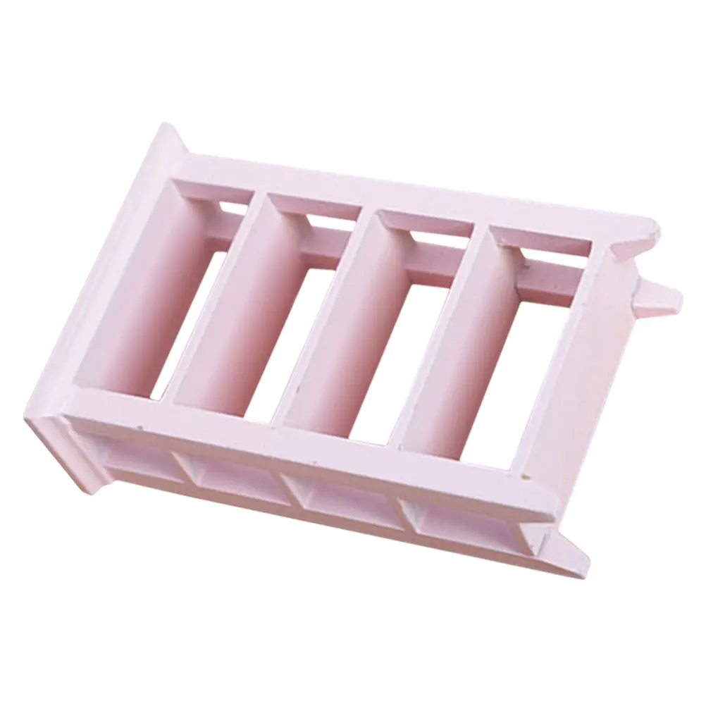 Mini Furniture Storage Rack Dollhouse Wood Fall The Ground Wooden Display Shelf Shelves Bookshelf Pink Bookcase