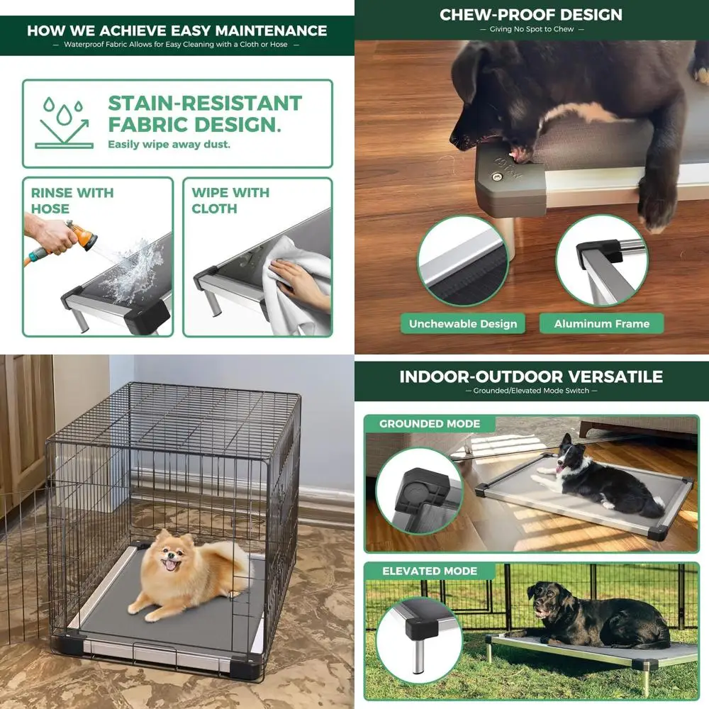 

Durable Chew-Proof Elevated Dog Cot, Washable & Portable for XS Dogs, 29x18x4.5, Gray