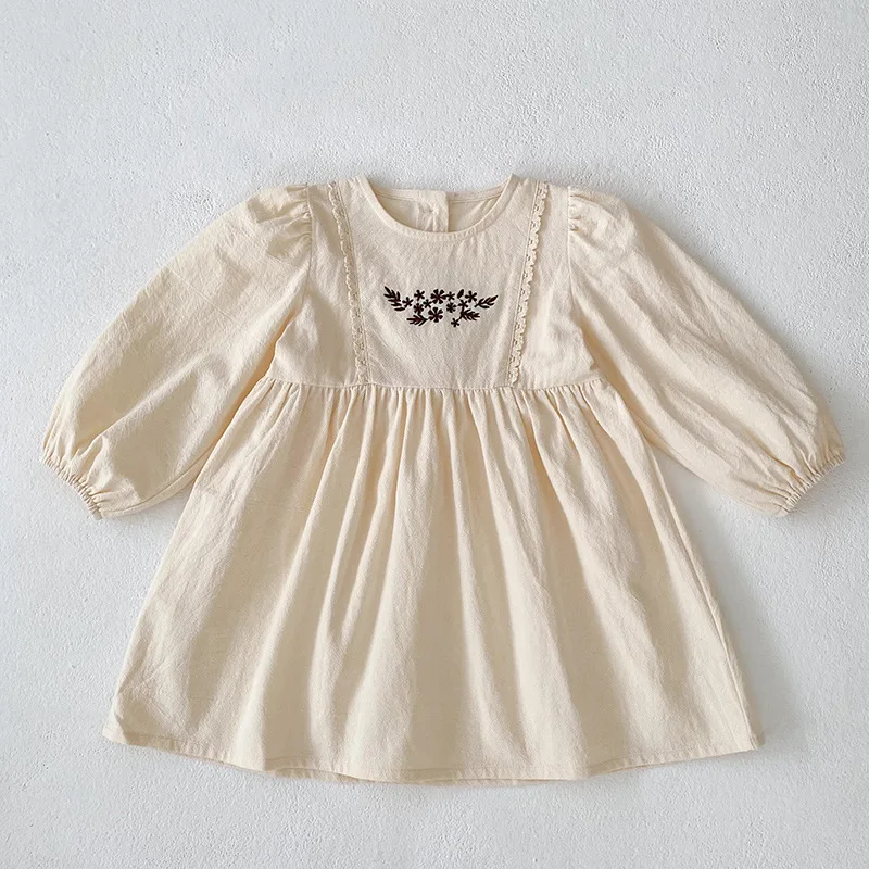 

Baby Girls' Dresses 2025 Autumn New Korean Embroidered Retro Princess Skirts Sweet Baby Girl's Dress