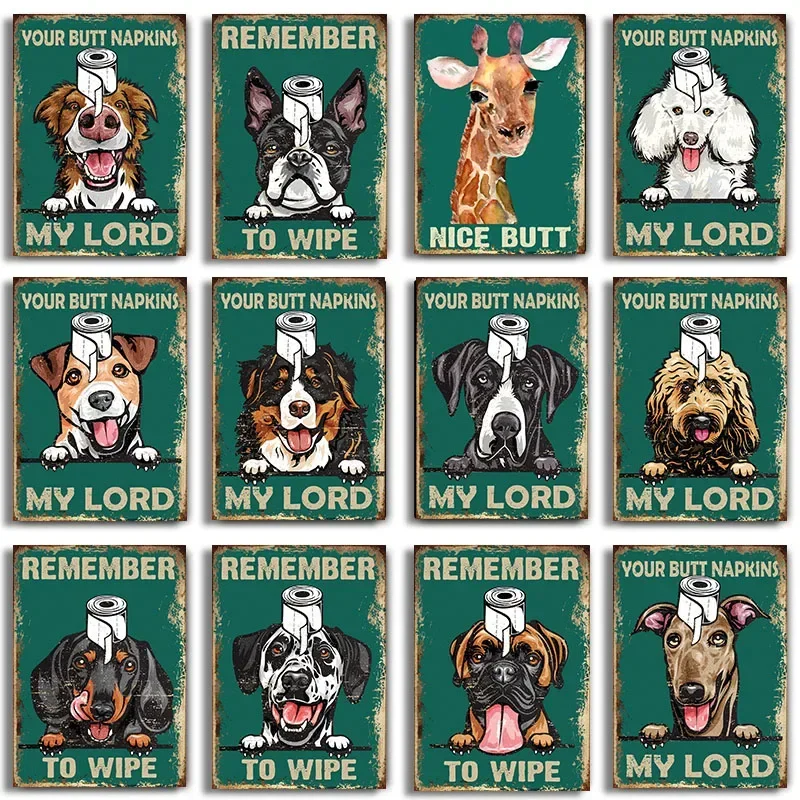 Pósteres de lienzo minimalistas, divertidos animales para el baño, servilletas My Lord Your Butt, Bulldog, arte de pared moderno, decoración para el hogar y la sala de estar