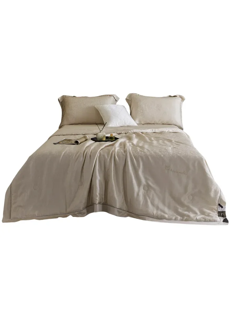 Summer light luxury 80 Lenzing Tencel Xia Liang quilt four-piece leopard print jacquard hollow silky smooth