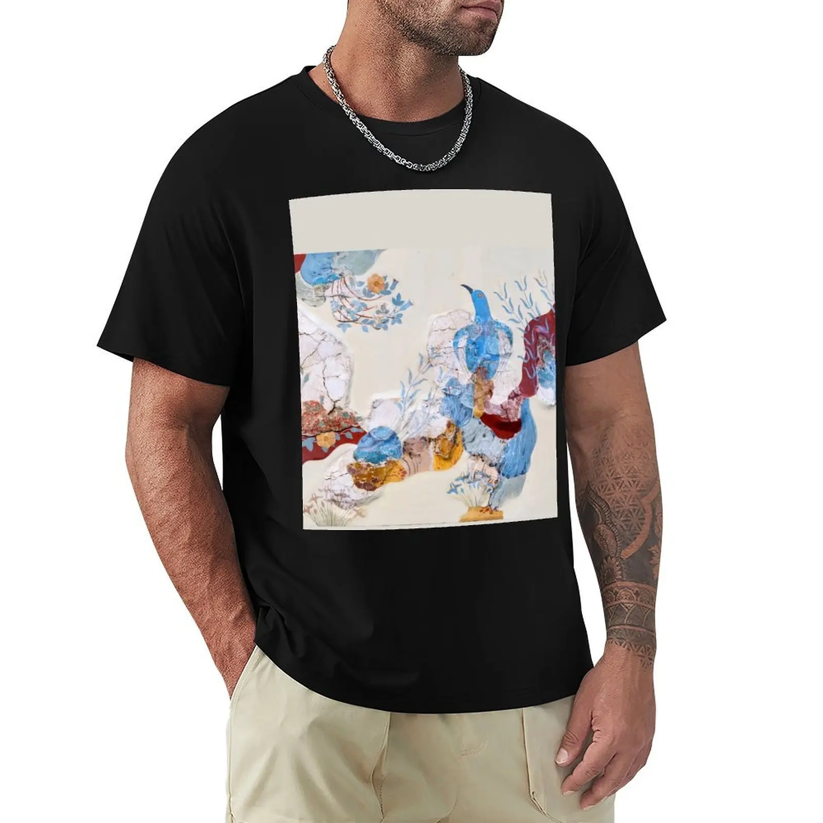 Minoan Blue Bird Fresco Knossos T-Shirt t shirts for man pack cotton T-Shirt