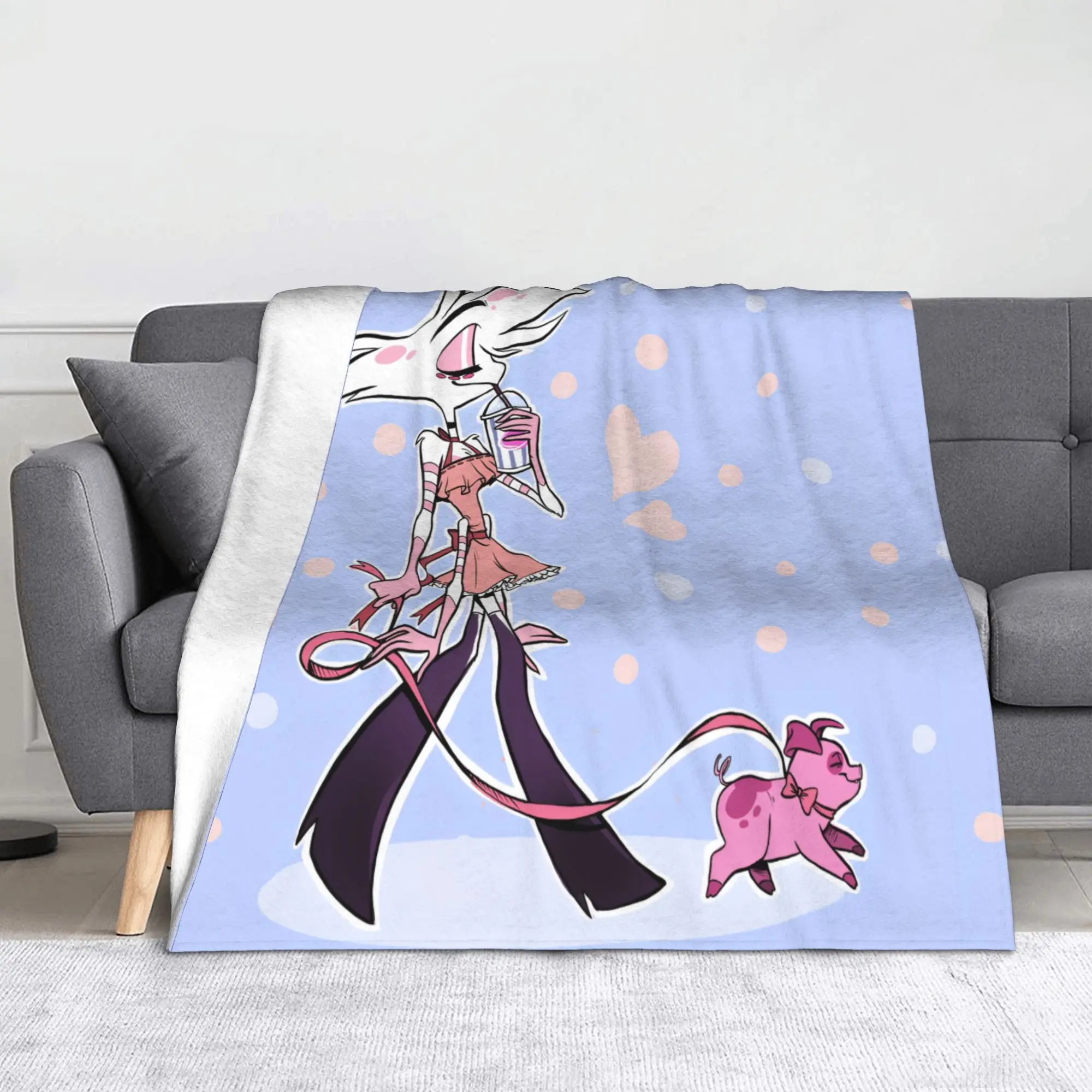 Hazbins Hotels Angel Dusts Blanket Flannel  Spring Autumn  Warm Throw Blanket for Sofa Plush Thin Quilt
