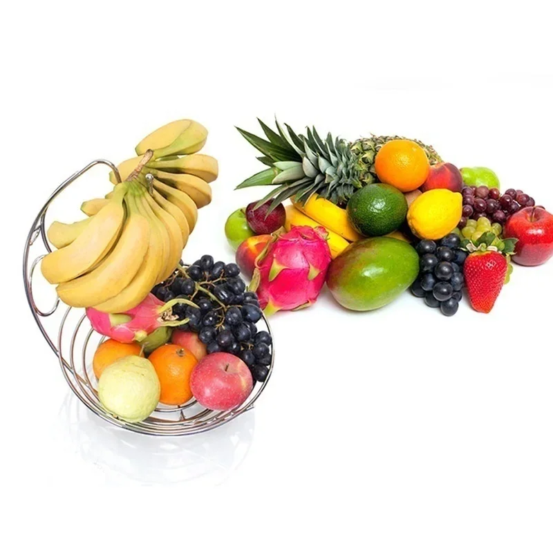 Metal Fruit Basket Banana Rack Fruit Rack Storage Basket Table Kitchen Dining Decoration