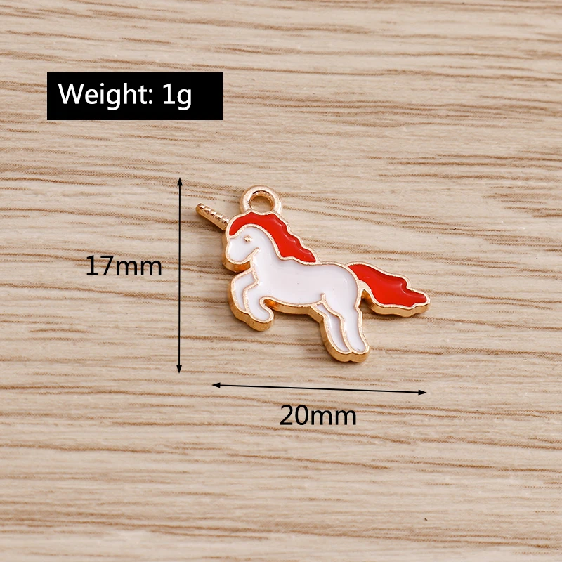 Tusember 10 Stück 4 Farben Emaille-Pferde-Mini-Einhorn-Anhänger für DIY Ohrhänger, Armbänder, Halsketten, handgemachtes Schmuckbasteln – Detail 1