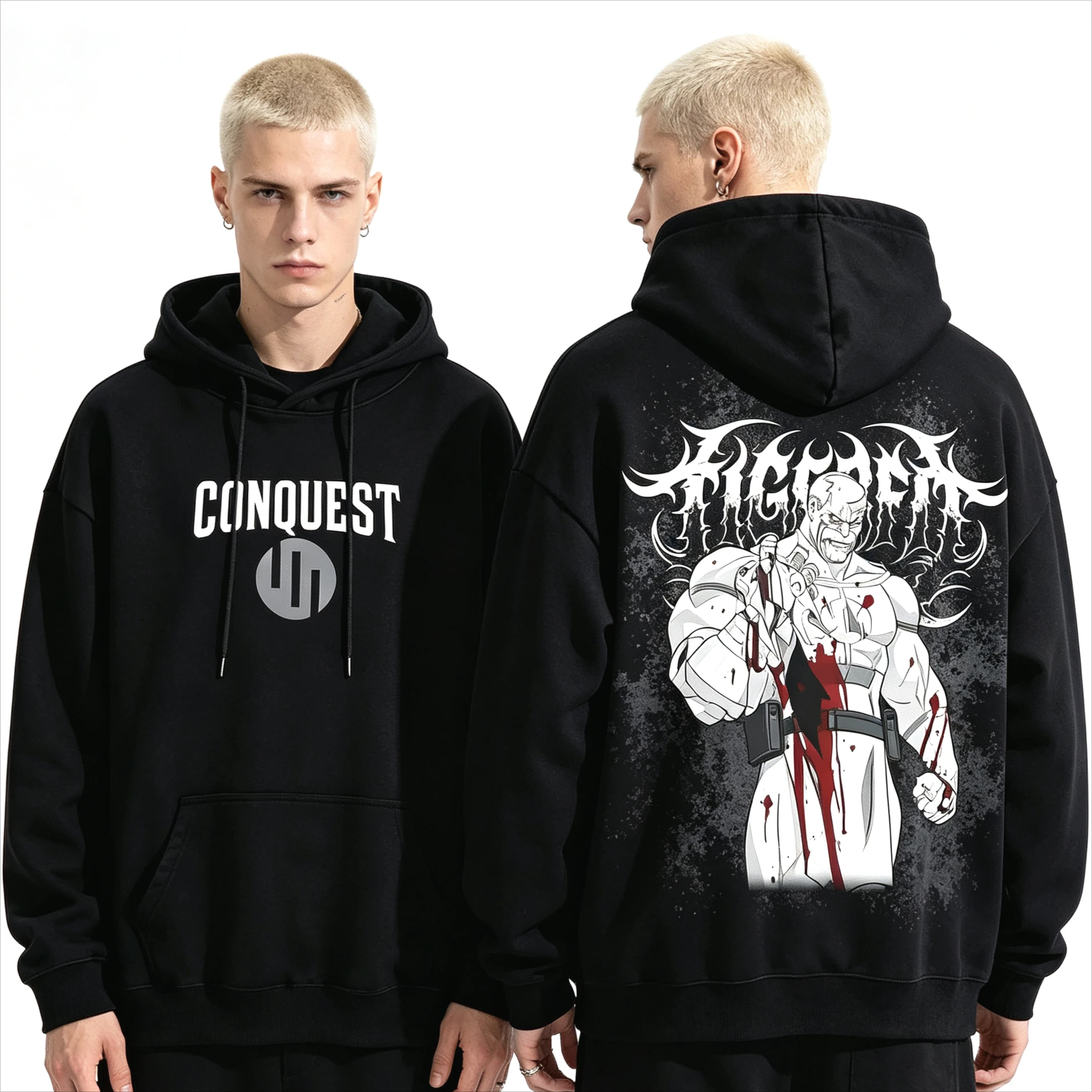Hot Anime Invincible Conquest Battle Damage Blood Splash Graphic Hoodie Unisex Cotton Hoodie Trendy Streetwear for Daily Looks