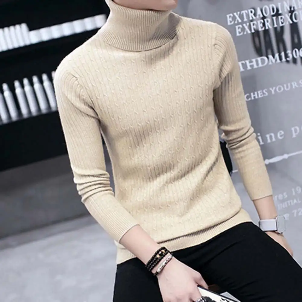 Turtleneck Men Sweater Slim Fit Long Sleeve Sweater Cotton Pullover For Winter Men Pullover Casual Slim Fit Knitting Shirt