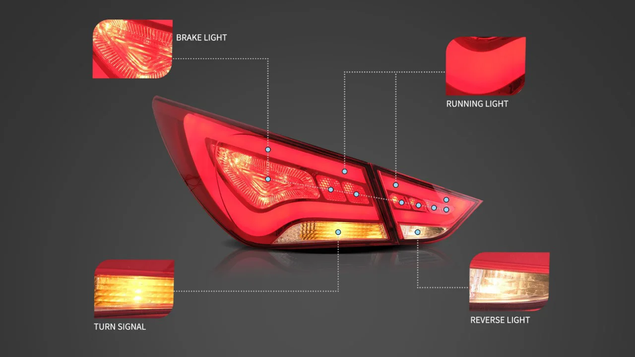 Car LED Taillight Assembly For Hyundai SONATA 2011-2014 Brake Reverse Parking Running Light Streamer Turn Signal Rear Lamp