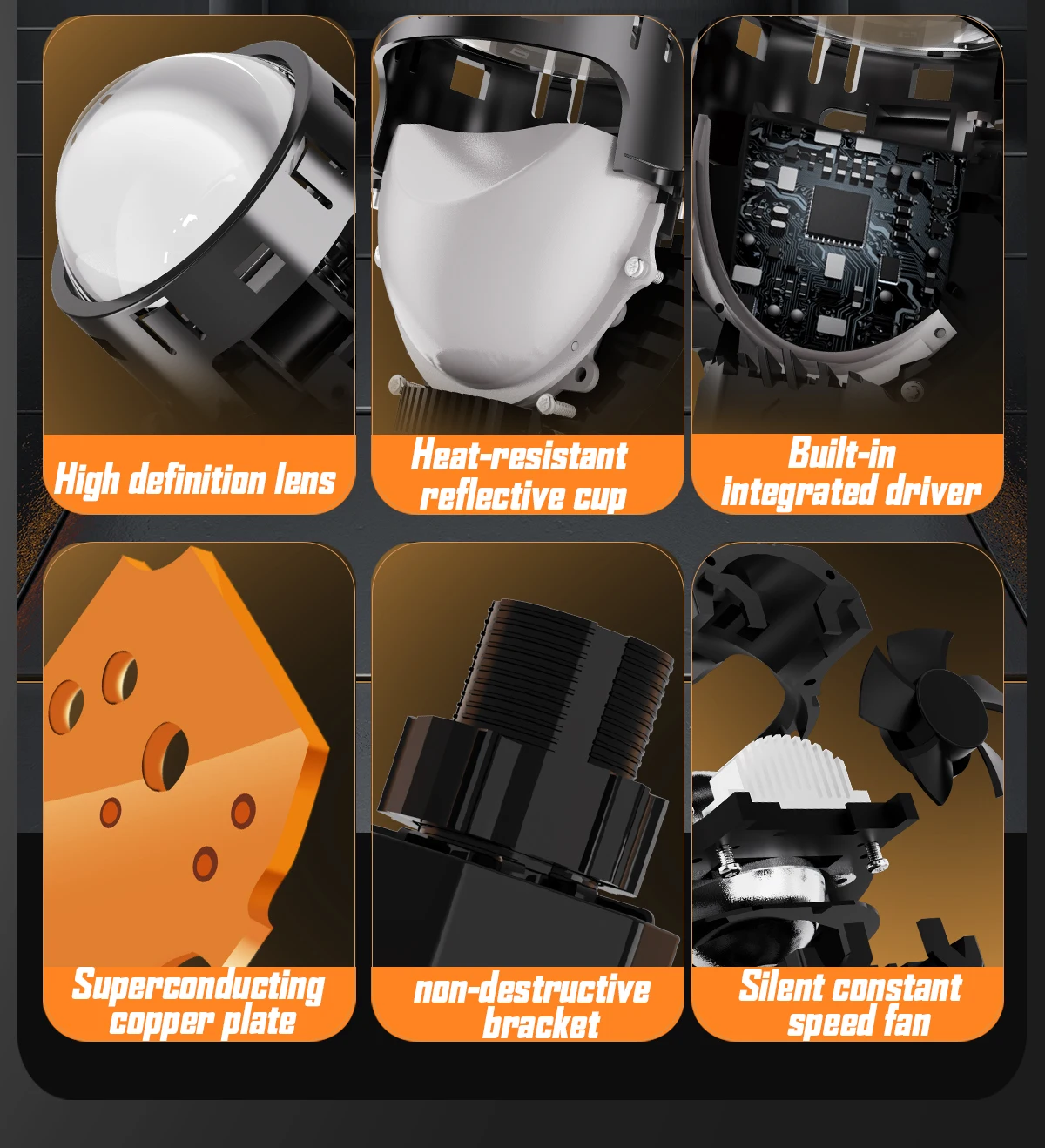 GPNE GP70 80w LED Laser effect car headlight 3 inch lens bi led projector