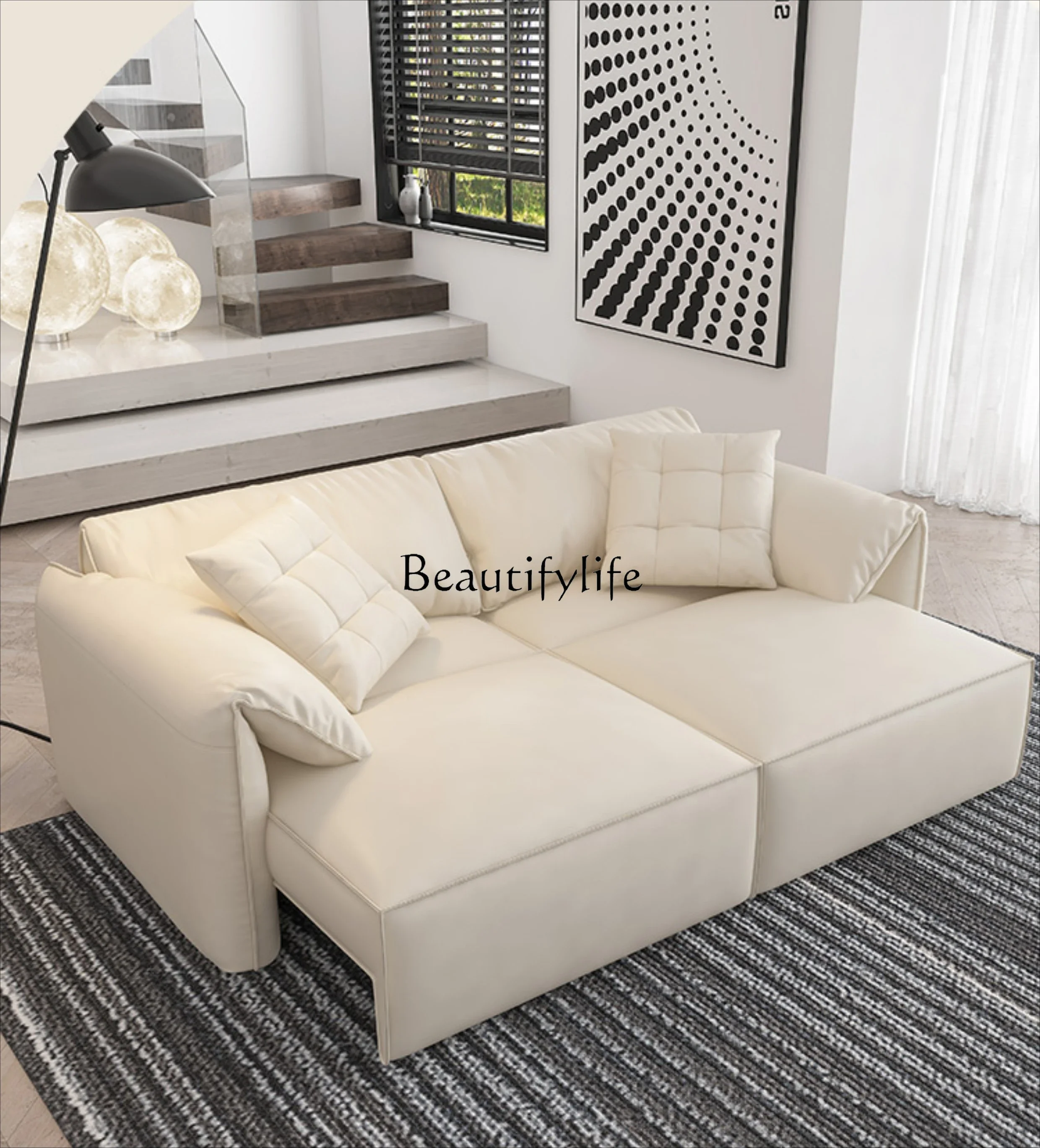 

01 -*Electric sofa bed dual-purpose living room leather zero wall small apartment living room multi-functional small doub