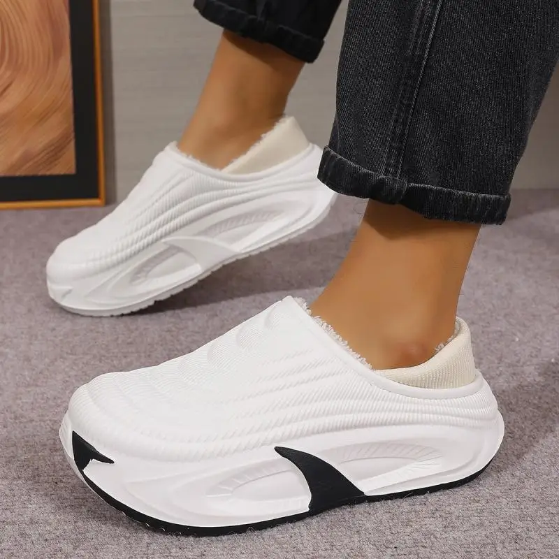 Herren Wasserdichte EVA Warme Plüsch-Hausschuhe Winter 2026 Weiche Dicke Sohle Flauschige Hausschuhe Übergrößen Komfort-Plattform-Clogs Schuhe – Detail 9
