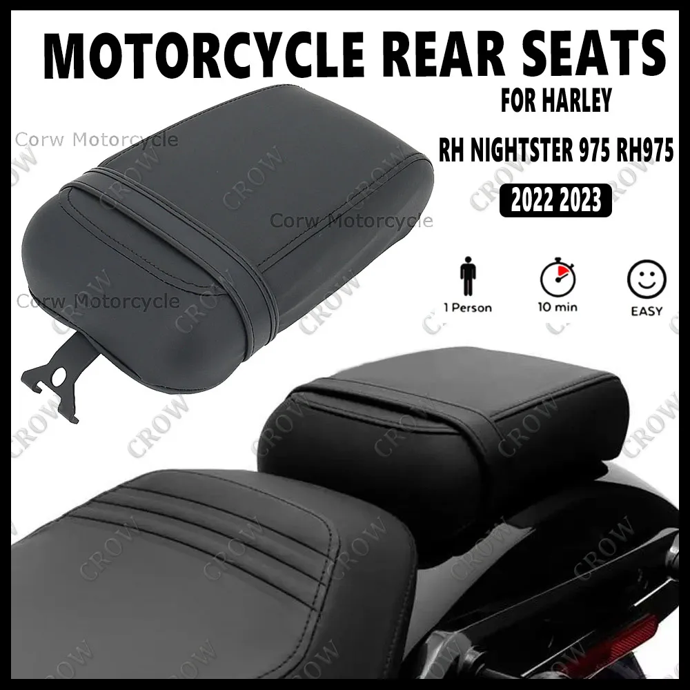 

For Harley RH Nightster 975 RH975 2022 2023 New Motorcycle Accessory PU Leather Pillion Solo Seat Pad Black Rear Passenger Seat