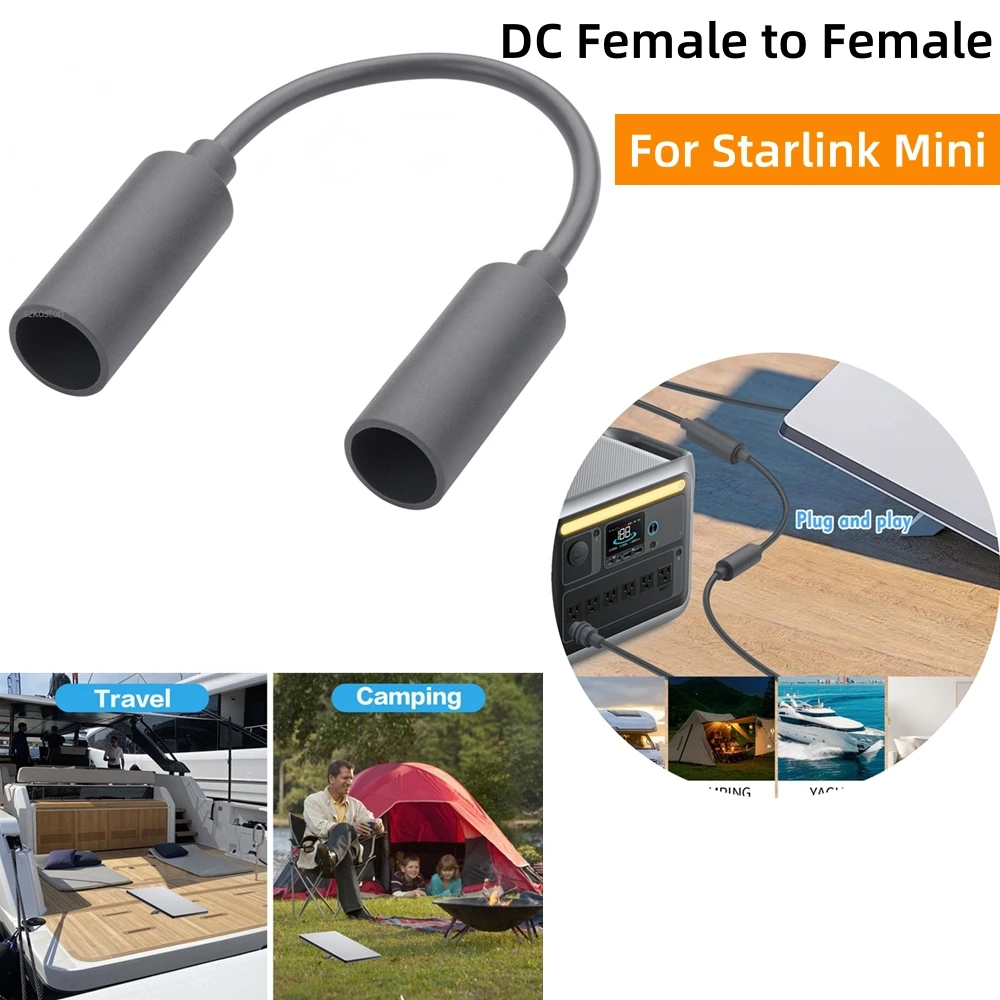 18CM DC Female to Female Waterproof Extension Cable for Starlink Mini Accessories 18AWG DC 5.5x2.1mm Female Connector Power Cord