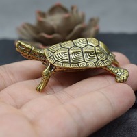 Retro Brass Tortoise Ornaments Mini Copper Turtle Figurines Longevity Animal Sculpture Tea Pet Desktop Decor Fengshui