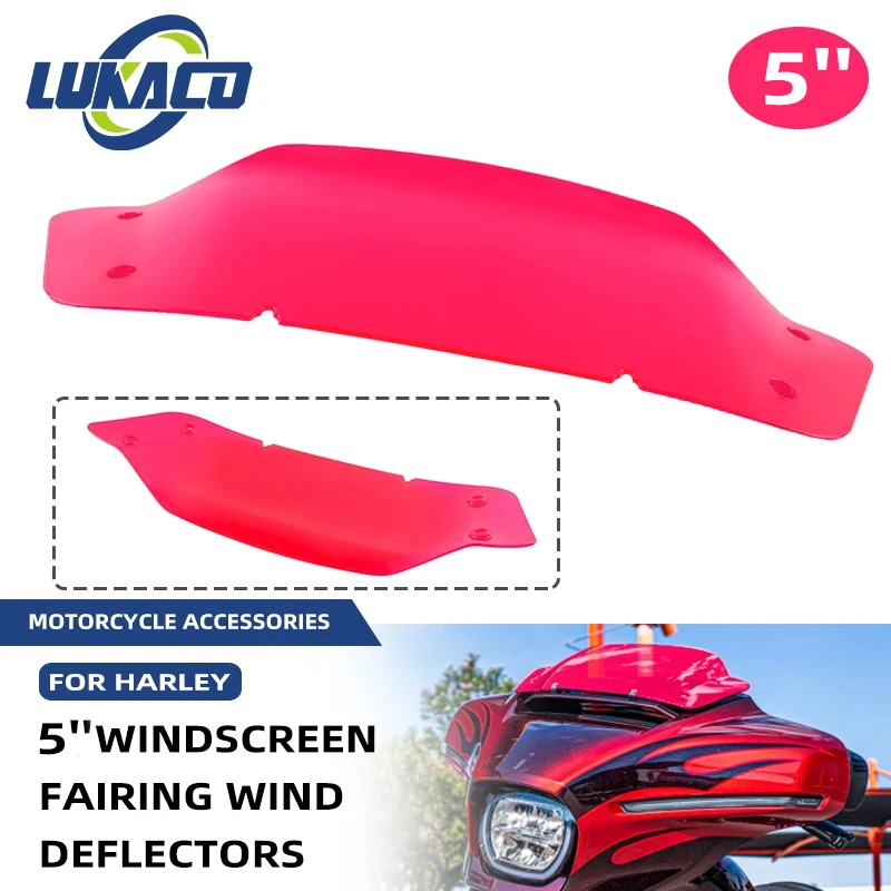 

For Harley Touring CVO Street Glide FLHX FLHXSE 2023-2024 Motocycle Red 5" Wave Windshield Front Windscreen Wind Deflectors Case