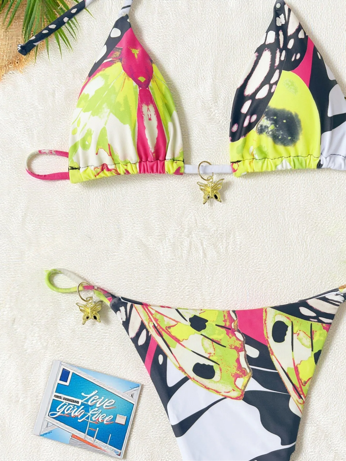 Sexy borboleta impressão halter bikinis define duas peças biquini tanga maiô banho biquini conjunto de biquíni tankini beachwear