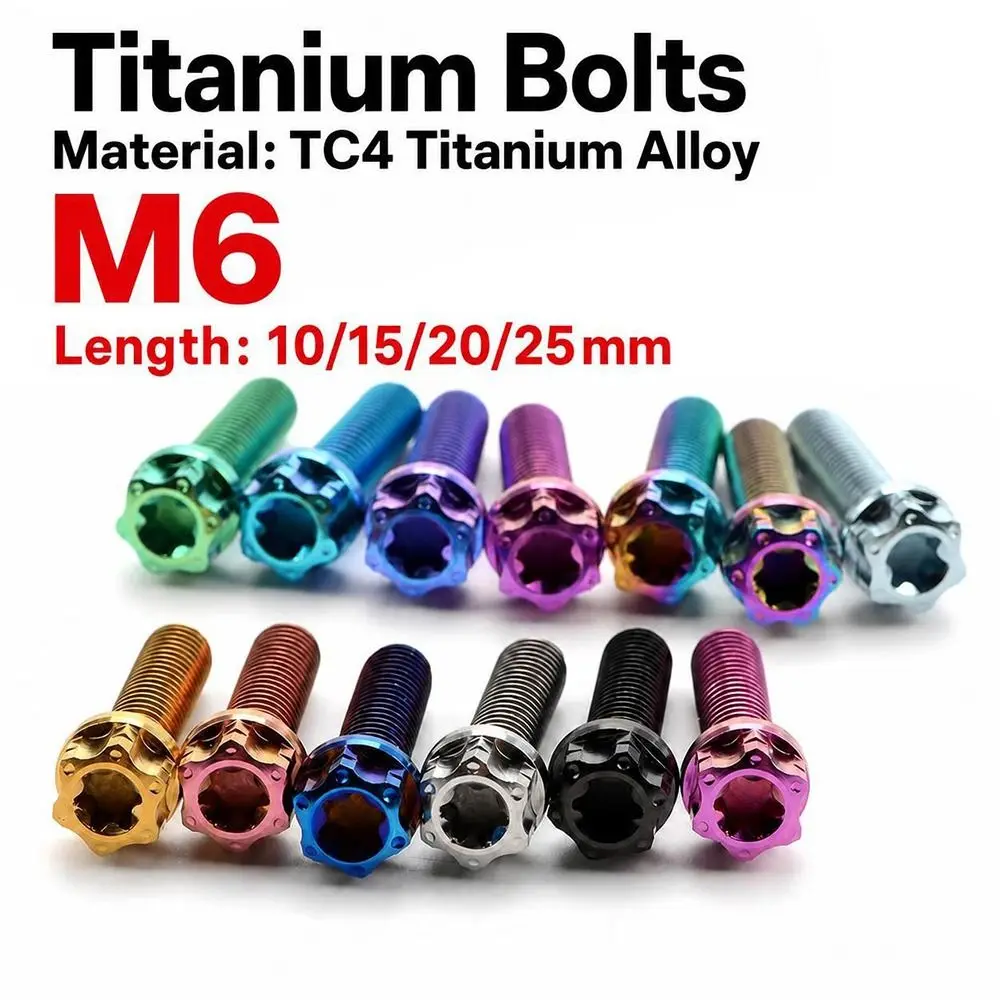 Rust Resistant GR5 Titanium Alloy Flange Torx Bolt M6 Multi Colors Motorcycle Fastener Torx Screws