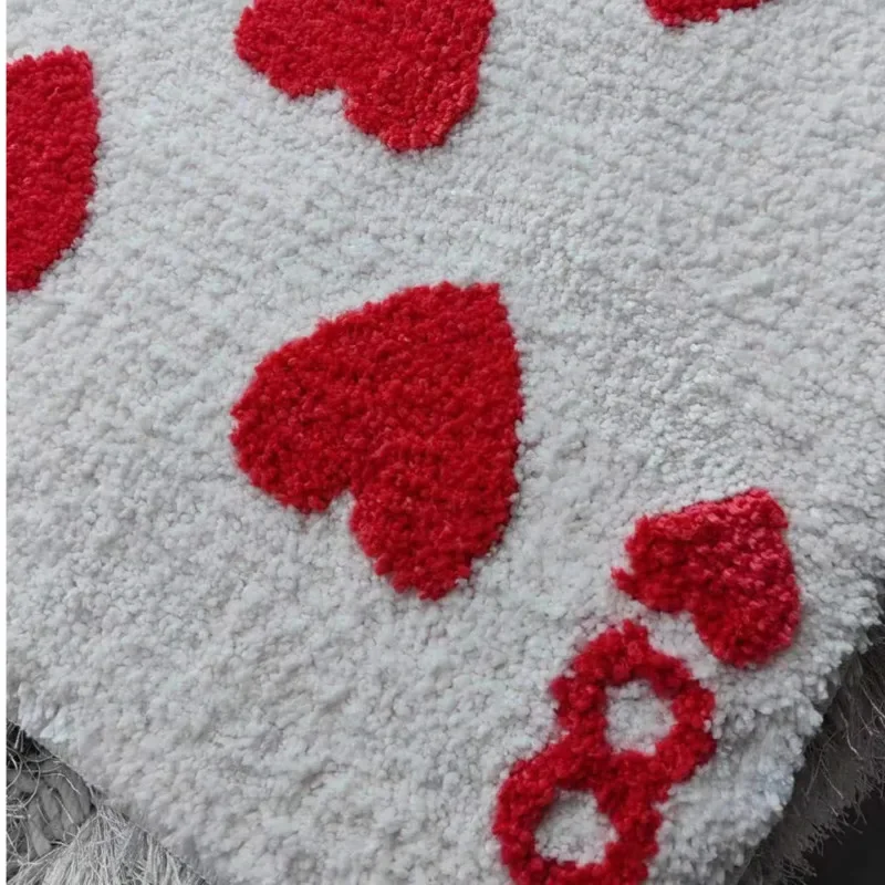Poker Red Love Carpet Rectangular Tufted Card Heart Rug Living Room Bathroom Bedroom Doormat Tufted Soft Plush Floor Mat Pad
