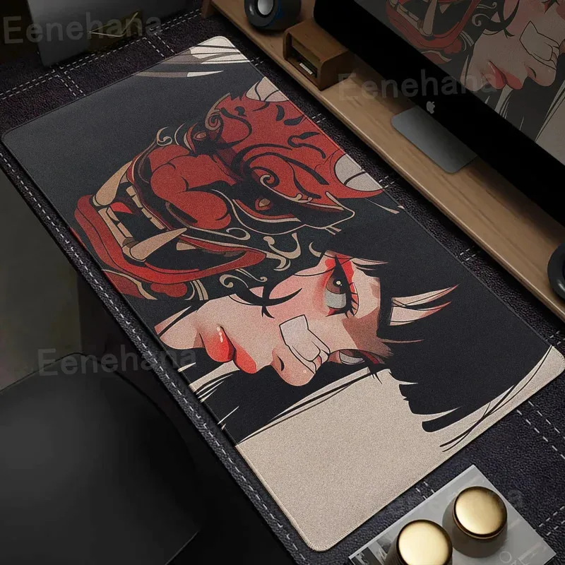 

Коврик для мыши в стиле аниме Devil Mask — резиновая основа 900x400 мм с краями для вышивки и HD-печатью
