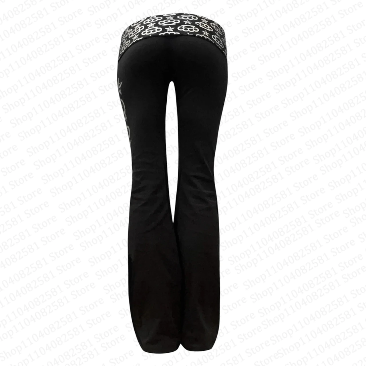 Y2K Gothic Sweet and Fashionable American Retro 2000s Fashion Letter Printed Bellbottom Pants Hip Hop Street Cool Girl Emo
