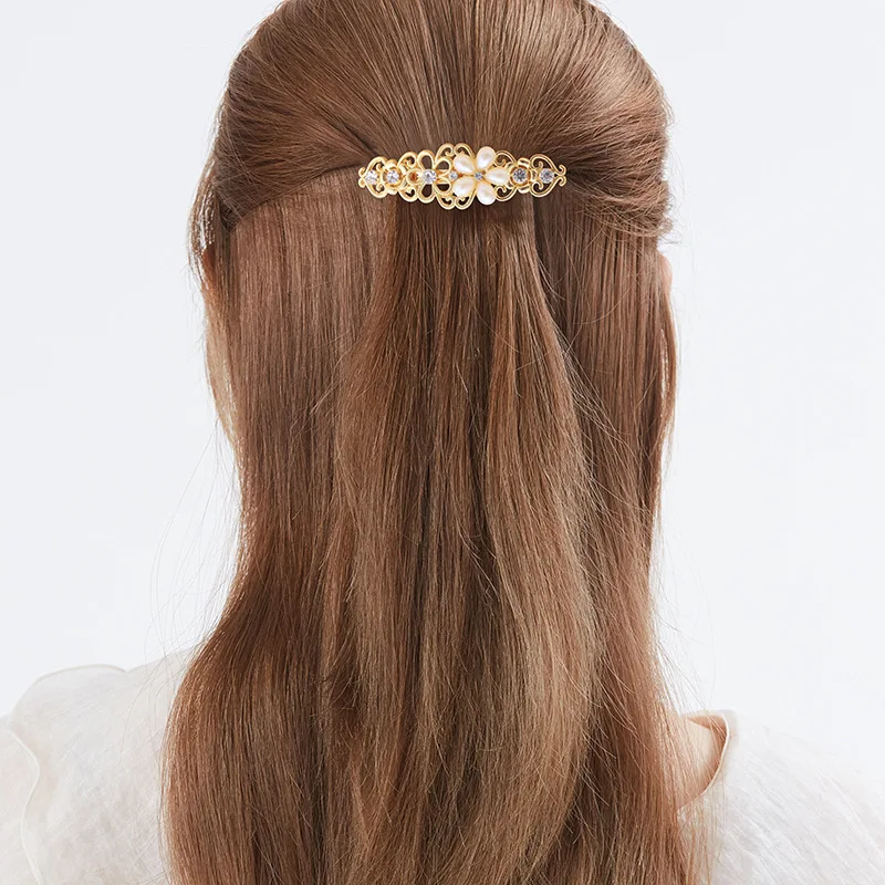 2023 New Japanese and Korean Pearl Flower Spring Hairpin Vintage Side Clip Horizontal Clip Elegant Women\'s Fashion Hairpin