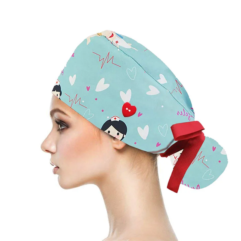 Casquettes de travail d'infirmière en coton pour femmes, chapeaux de toilettage pour animaux de compagnie, absorbant la sueur, respirant, réglable, salon de beauté de laboratoire