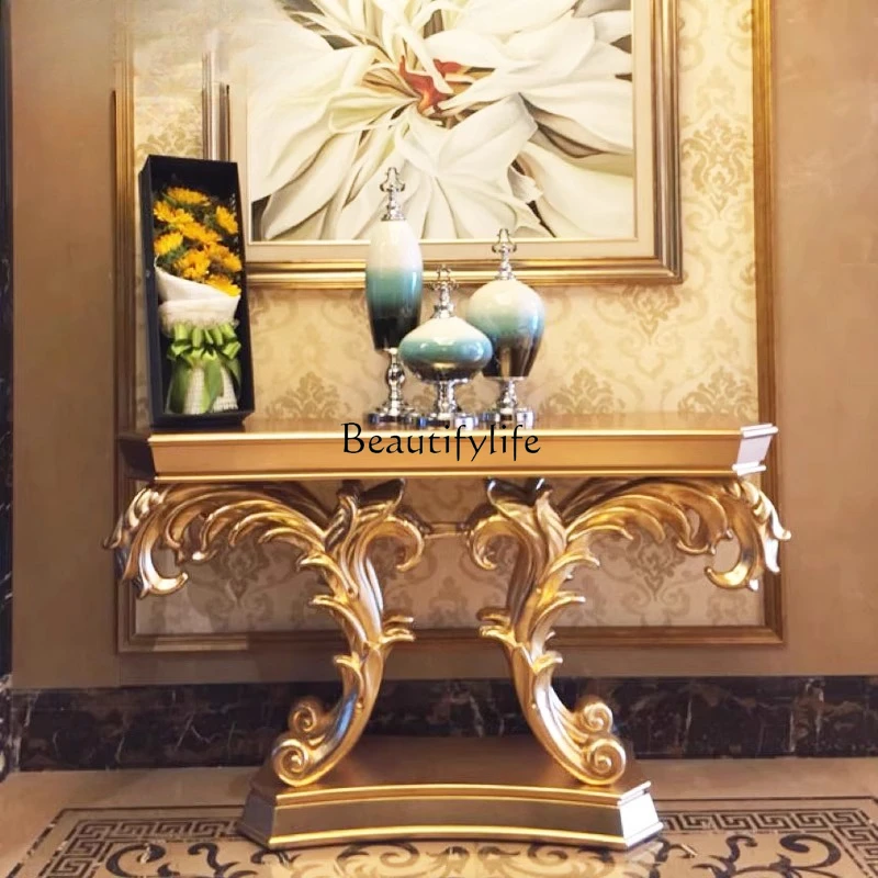 

European neoclassical entrance entrance table French light luxury champagne gold aisle entrance table