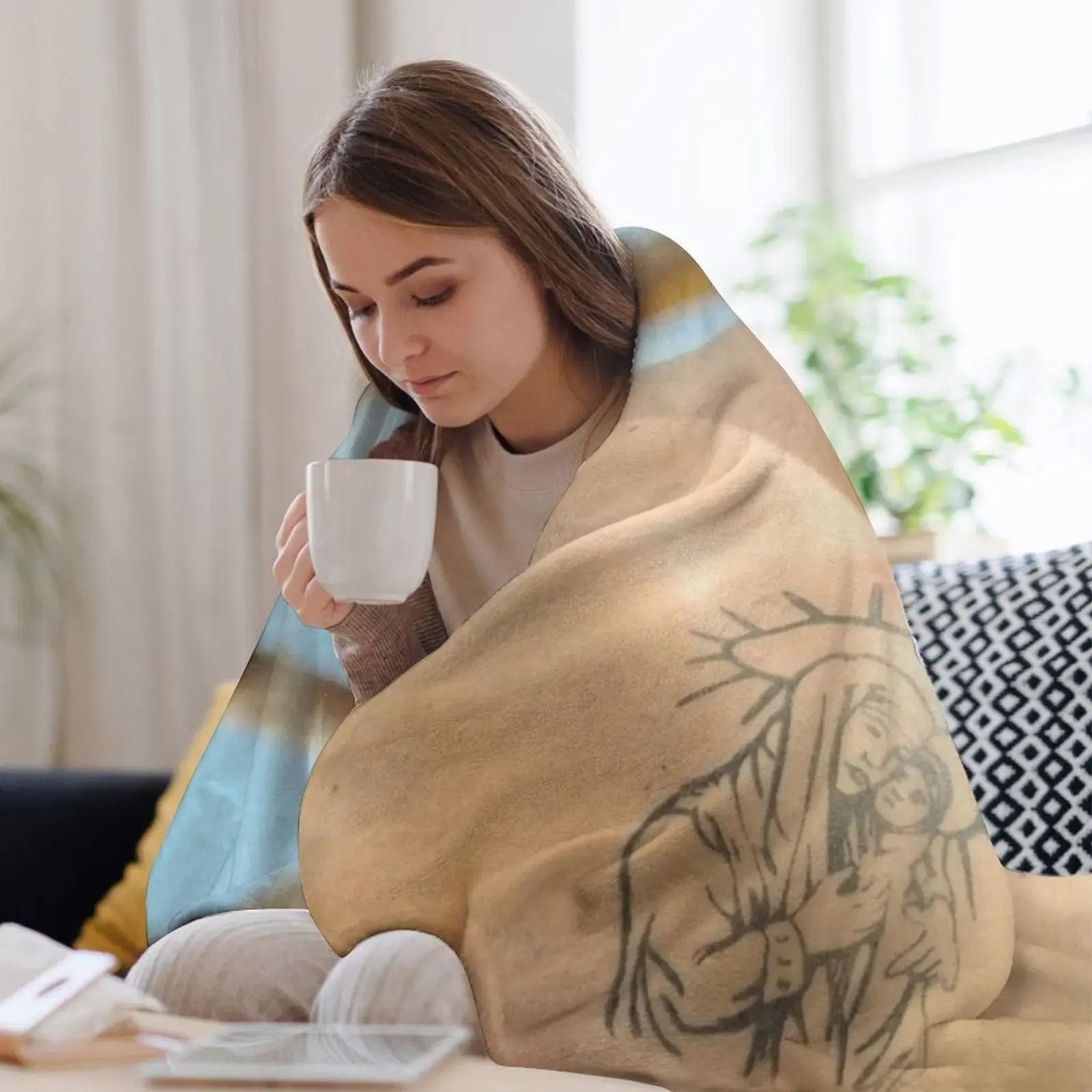 يوري بويكا رمي بطانية العلامة التجارية الفاخرة أريكة لحاف محشوة بطانيات فروي #3