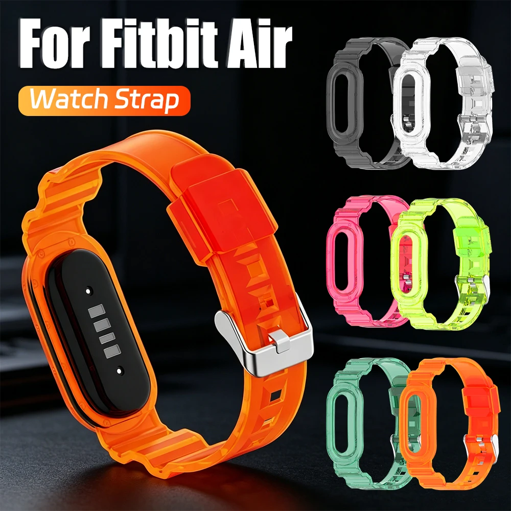 TPU Transparent Sport Watch Strap for Google Fitbit Air Fitness Tracker Watch Band Sweatproof Waterproof for Men Women