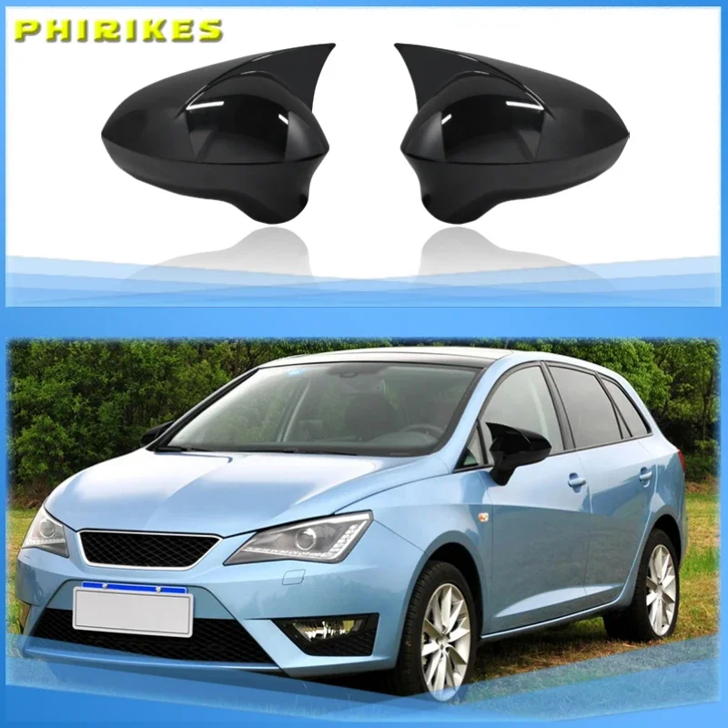 

ABS Black Car Rear View Door Wing Mirror Side Mirror Cover Caps Shell Case For Seat ibiza Cupra 2009-2017