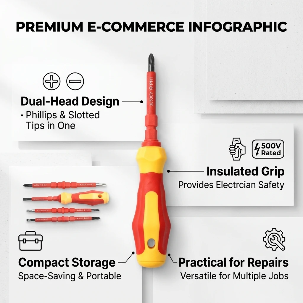 3 In 1 Insulated Screwdriver Set Multi-purpose Screwdriver Electricians Slotted Cross Screwdriver Bit Tools Kit Set New