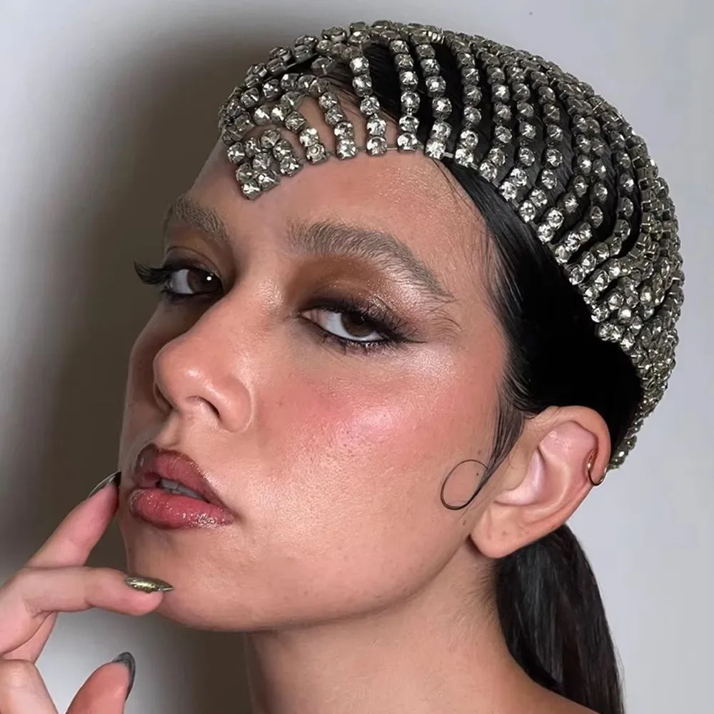 Mode Neue Boho Cleopatra Strass Haar Kopfschmuck Kappe 1920er Jahre Flapper Geschenk Kopf Kette Gatsby Bauchtanz Haar Zubehör Frauen