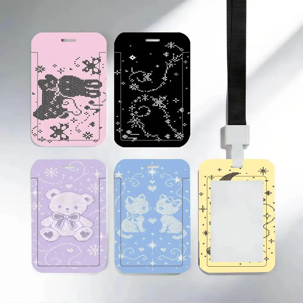 Korean Ins Pixel Rabbit Angel Wings NFC Contactless Sliding Card Sleeve For Student Cards, Bus Cards, ID Cards, And Work Permits