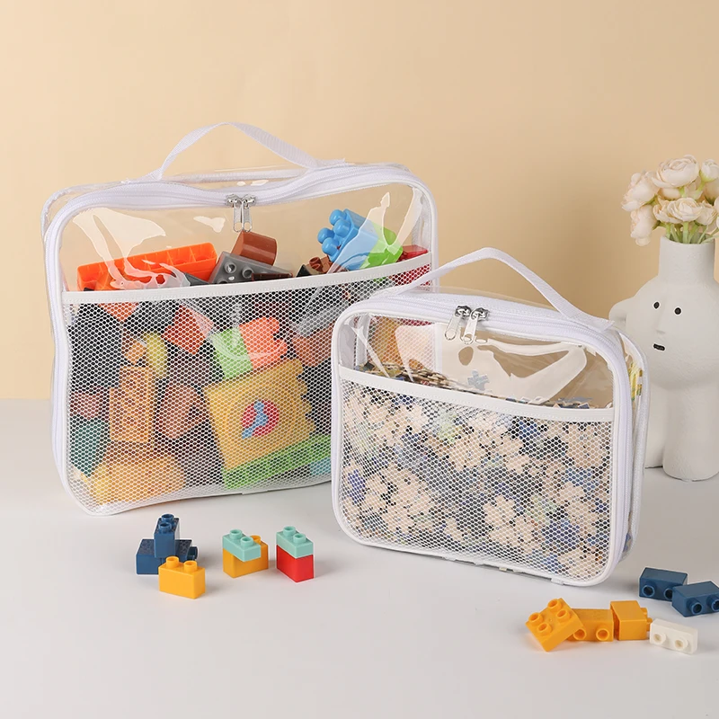 Large Capacity Block toys storage bag Transparent Zipper Puzzle toy Organizer Bags for kids Cosmetic Storage Organizers Bag